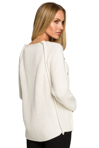 Buttoned Elegance Shoulder Jumper