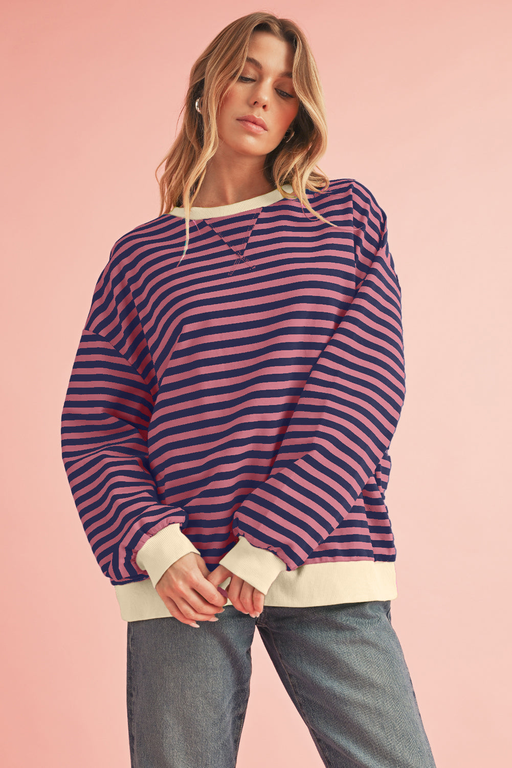 Chill Vibes Contrast Edge Oversized Sweatshirt