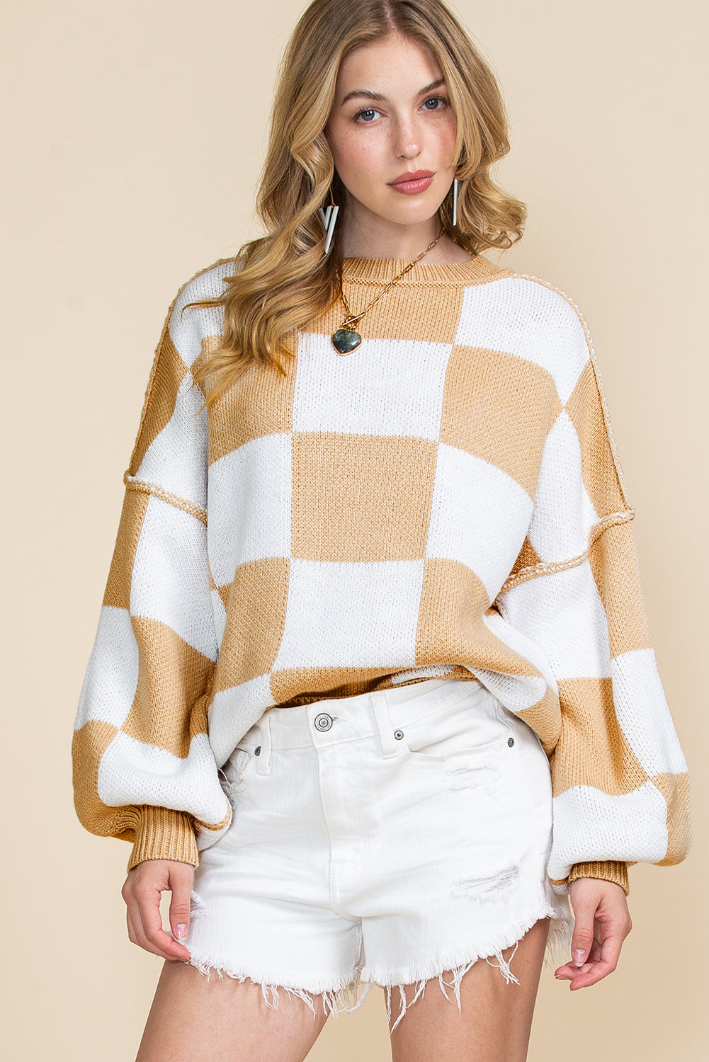 Plaid & Cozy Bishop Sleeve Sweater