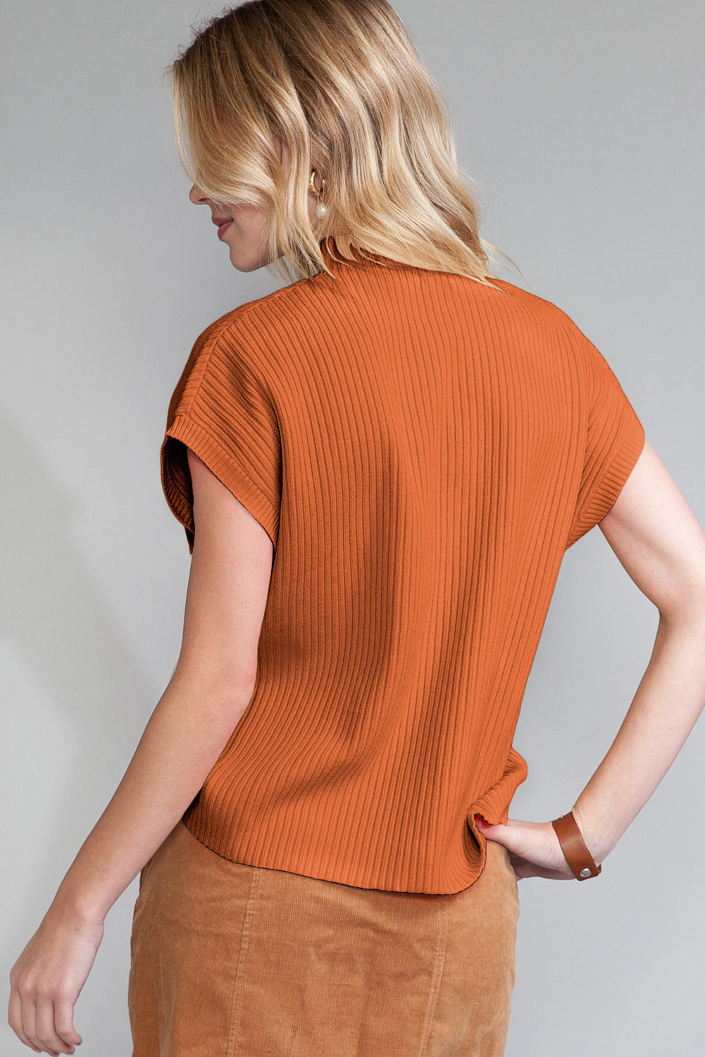 Cozy Breeze Ribbed Short-Sleeve Sweater