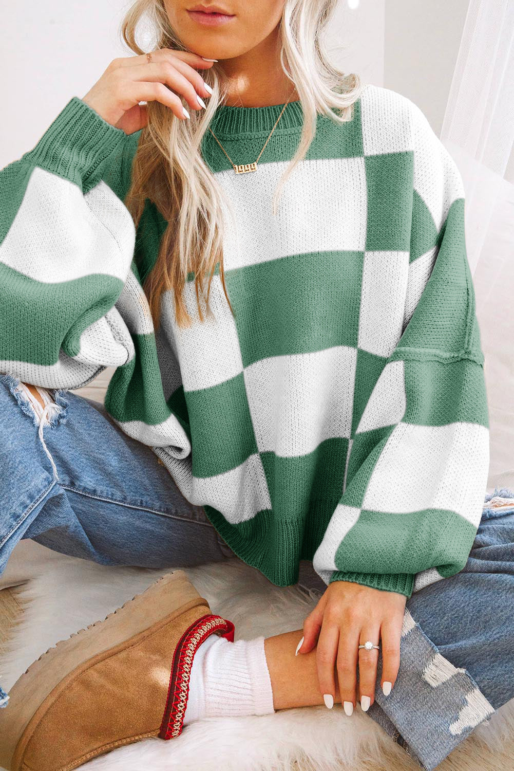 Plaid & Cozy Bishop Sleeve Sweater