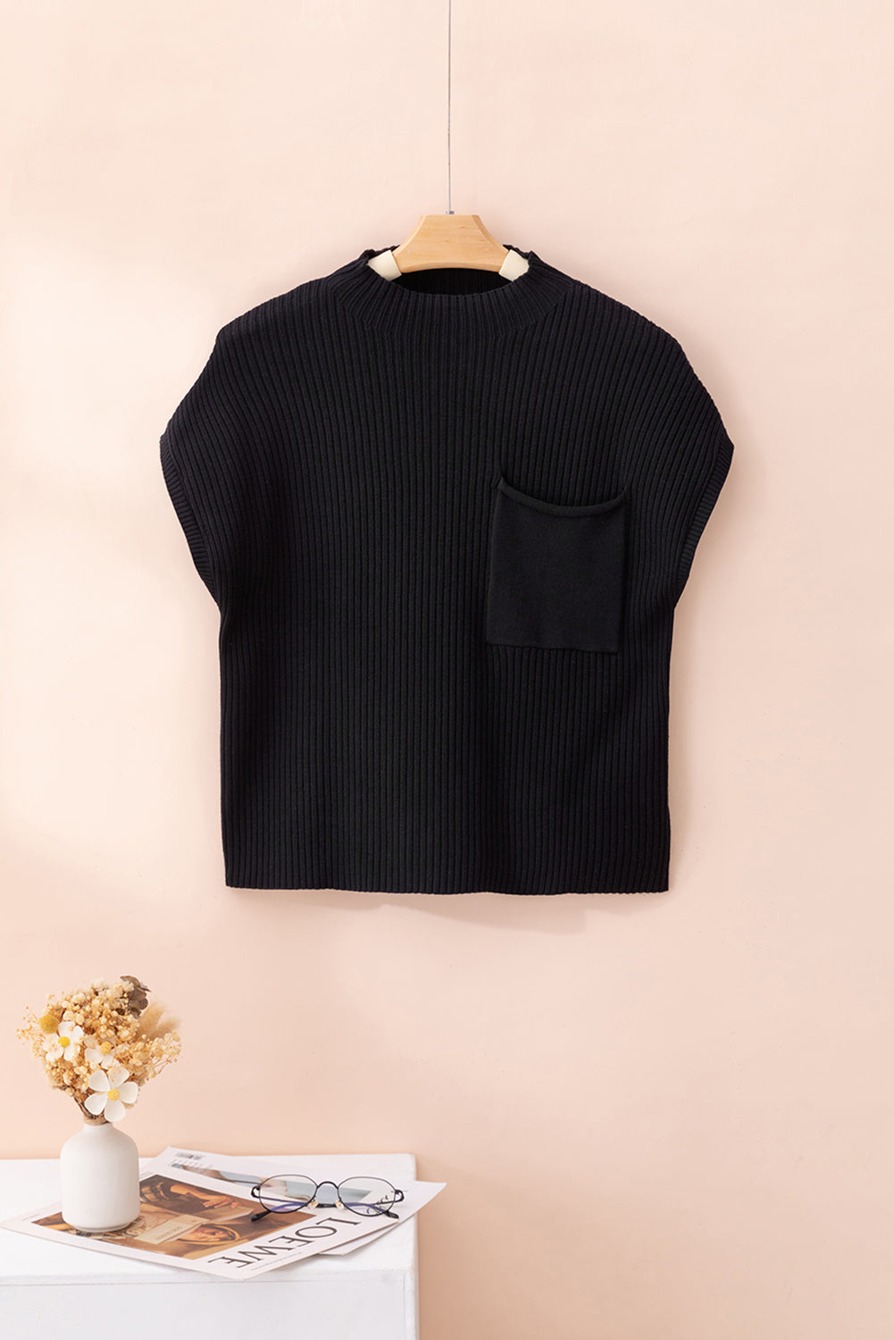 Cozy Breeze Ribbed Short-Sleeve Sweater