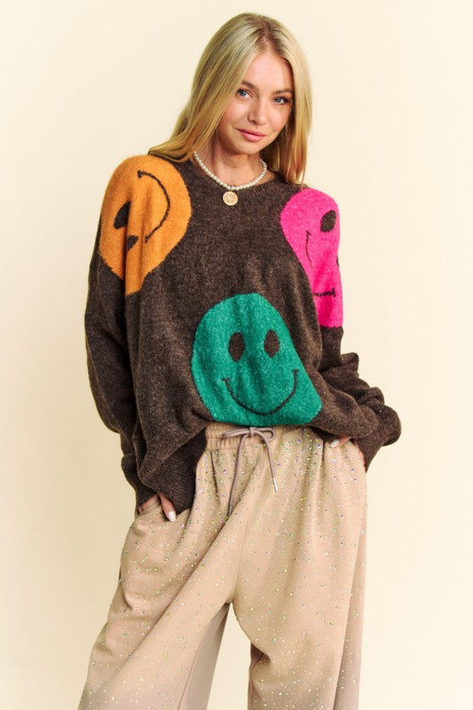 Happy Vibes Oversize Smile Sweater