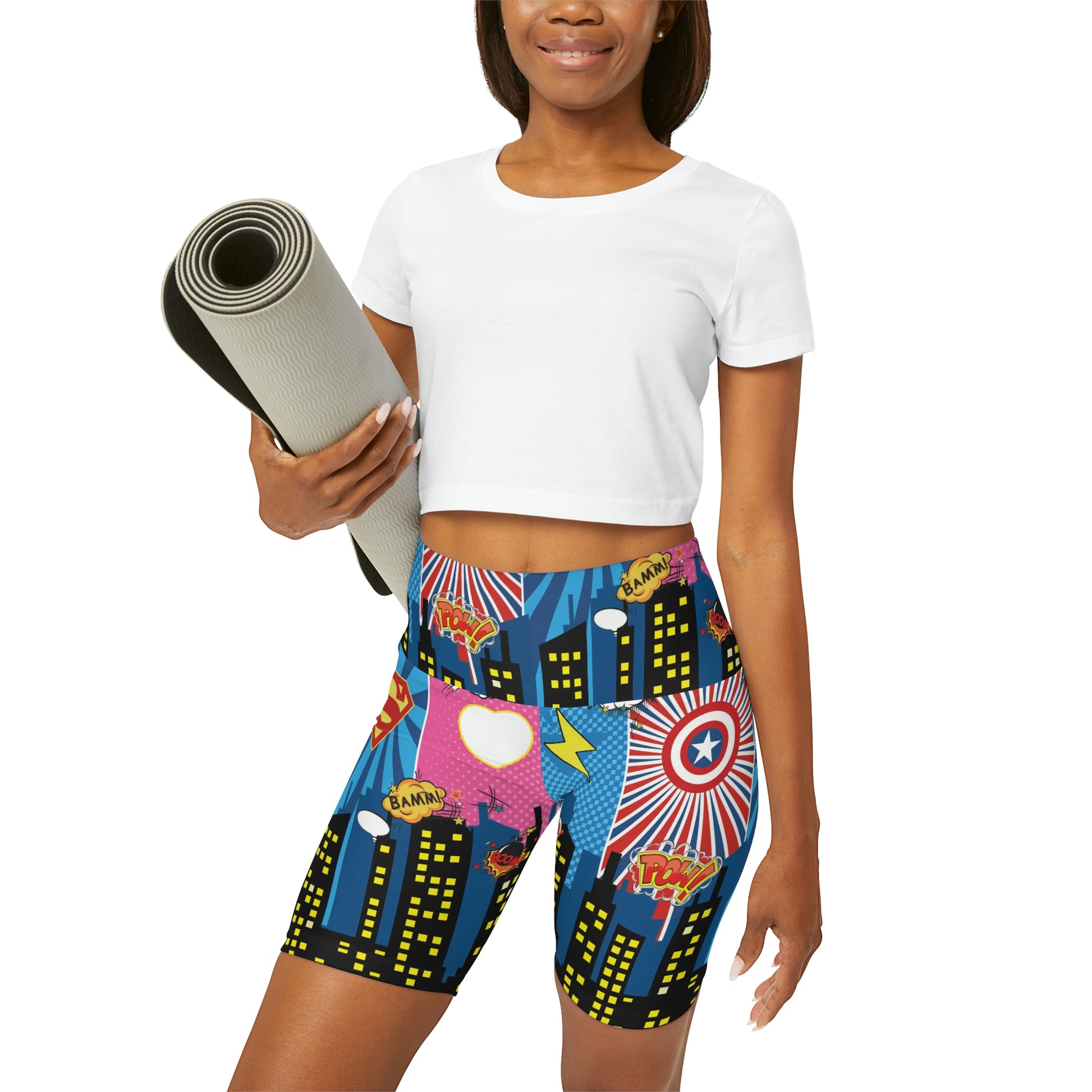 Super Hero's High Waisted Yoga Shorts - Sport Finesse
