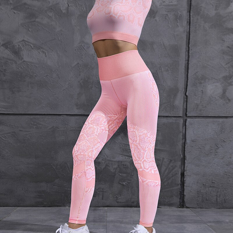 Leopard Print Fitness Set - Pink / S - Sport Finesse