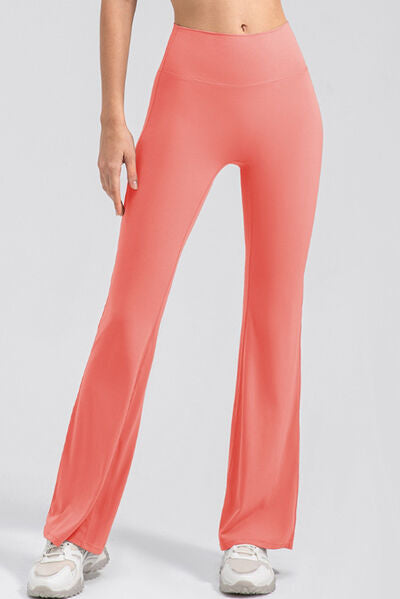 High Waist Straight Active Pants - Burnt Coral / S - Sport Finesse