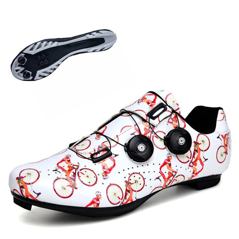 New Printed Cycling Professional Lock Shoes - Orange Mountain / 46 - Sport Finesse