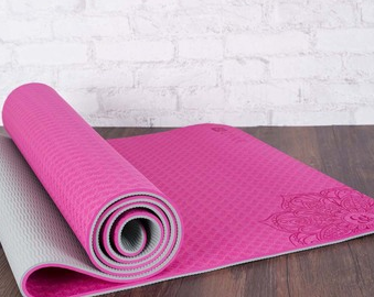 🕉️ Symbol 2 color Non-slip Yoga Mat Fitness Mat - Rose Red - Sport Finesse