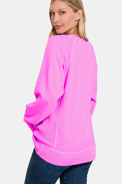 Mauve Pigment Dyed French Terry Sweatshirt With Pockets