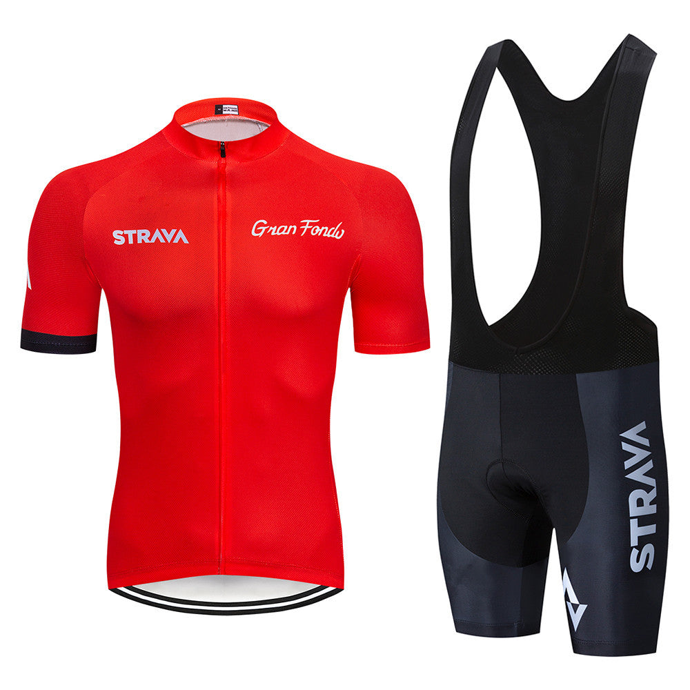 Short-Sleeved Cycling Jerseys - Jersey & Bib Set - Red Black Bib Set / S - Sport Finesse