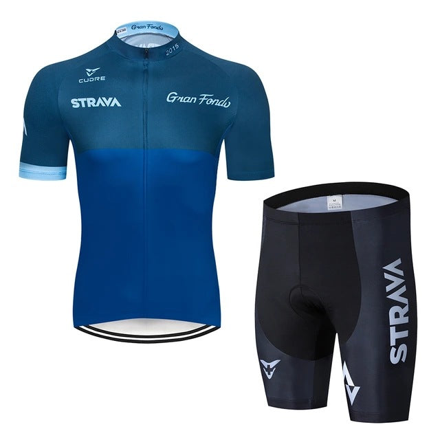 Short-Sleeved Cycling Jerseys - Jersey & Shorts Set - Blue Shorts Set / S - Sport Finesse