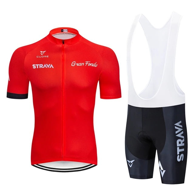 Short-Sleeved Cycling Jerseys - Jersey & Bib Set - Red White Bib Set / S - Sport Finesse