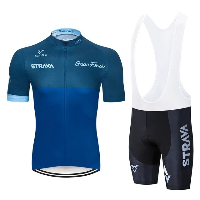 Short-Sleeved Cycling Jerseys - Jersey & Bib Set - Blue White Bib Set / S - Sport Finesse