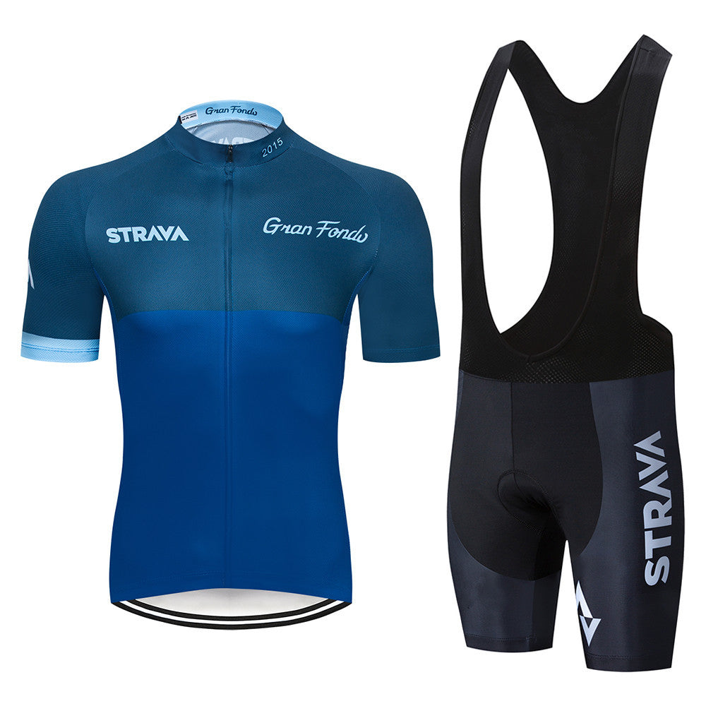 Short-Sleeved Cycling Jerseys - Jersey & Bib Set - Blue Black Bib Set / S - Sport Finesse