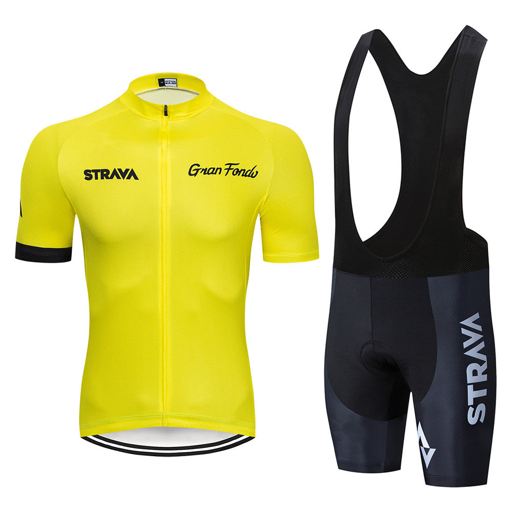 Short-Sleeved Cycling Jerseys - Jersey & Bib Set - Yellow Black Bib Set / S - Sport Finesse