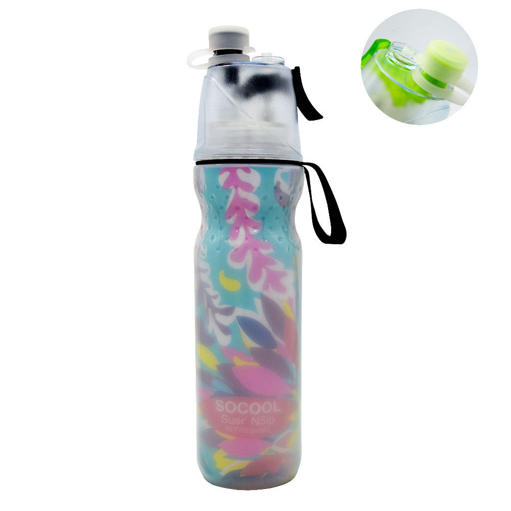 Bike Double Layer Cold Spray Water Bottle - Magic Forest - Sport Finesse