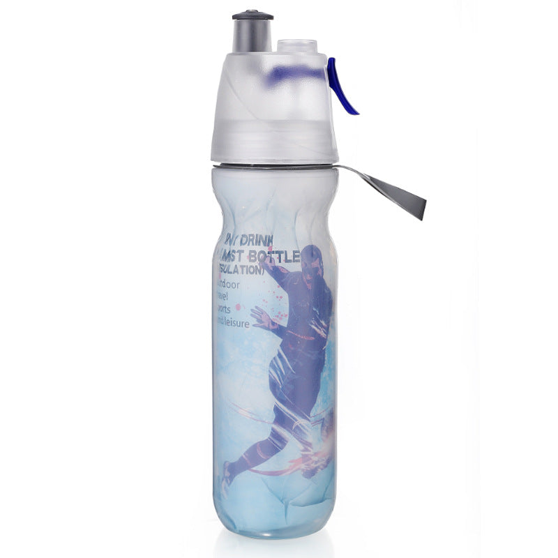 Bike Double Layer Cold Spray Water Bottle - Gradient Blue - Sport Finesse