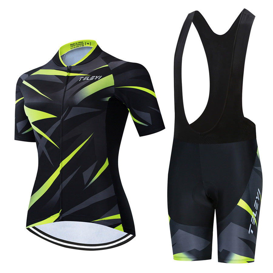 Summer Cycling Short-Sleeved Suit For Men And Women - Green Black Bib Set / S - Sport Finesse