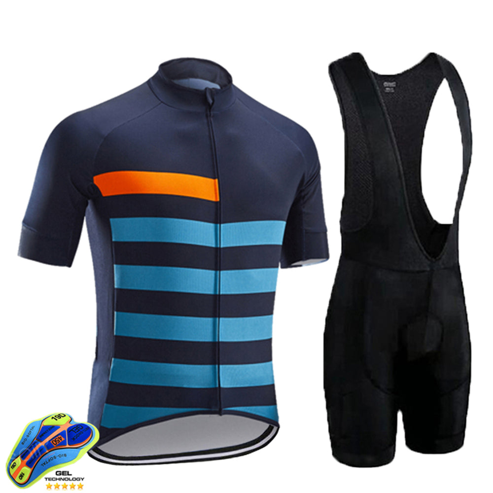 Raudax Hombre Summer Road And Mountain Bike Cycling Jersey - Black and blue stripes / 2XL - Sport Finesse