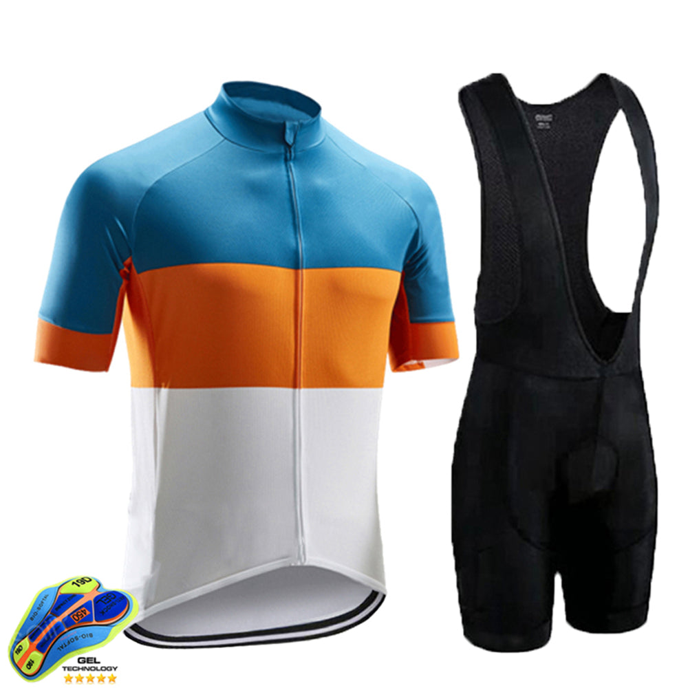 Raudax Hombre Summer Road And Mountain Bike Cycling Jersey - Orange and blue color matching / 2XL - Sport Finesse