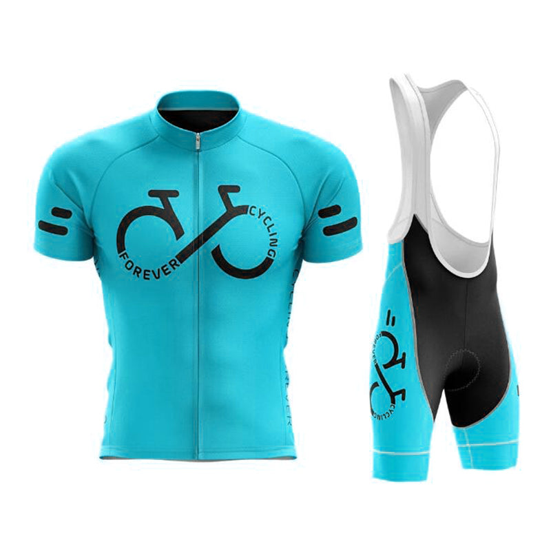 Unisex Forever Cycling Short-sleeved Cycling Suit - Blue Black Bib Set / XS - Sport Finesse
