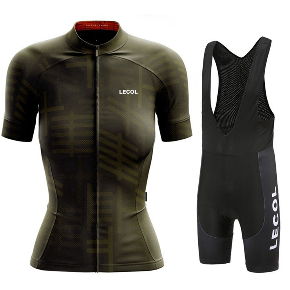 LeCol Pro Team Summer Cycling Jersey Set - Olive Black Bib Set / XXS - Sport Finesse