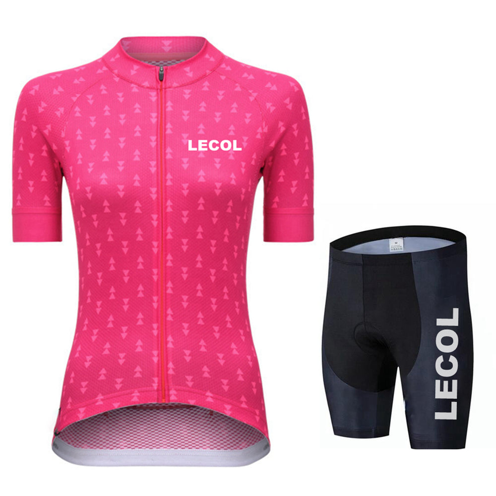 LeCol Summer Women Short Sleeve Cycling Suit - Pink Shorts Set / XXS - Sport Finesse
