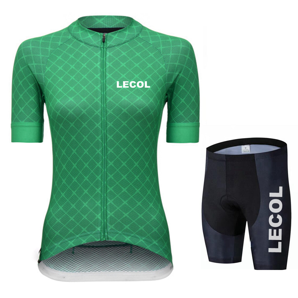 LeCol Summer Women Short Sleeve Cycling Suit - Green Shorts Set / XXS - Sport Finesse