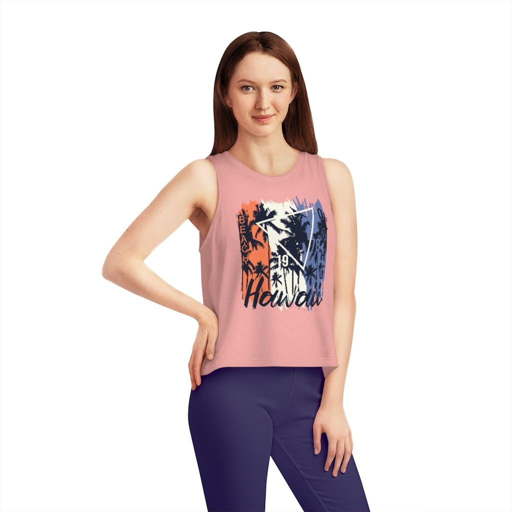 1978 Hawaii Beach Women's Cropped Tank Top - Canyon Pink / L - Sport Finesse