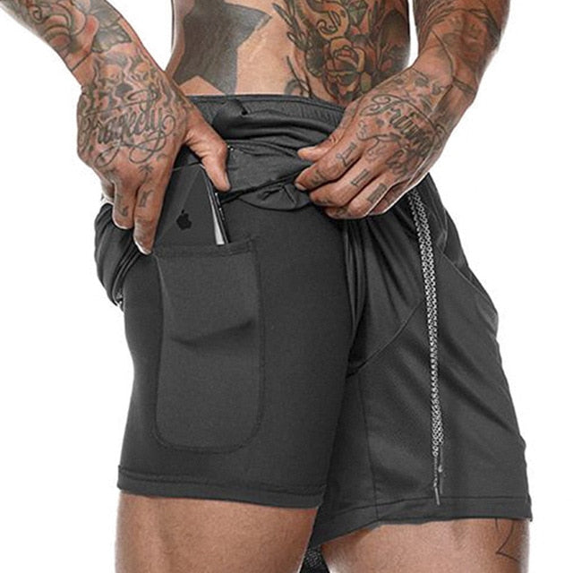 Running Shorts With Built-In Pocket Liner - Black / M - Sport Finesse