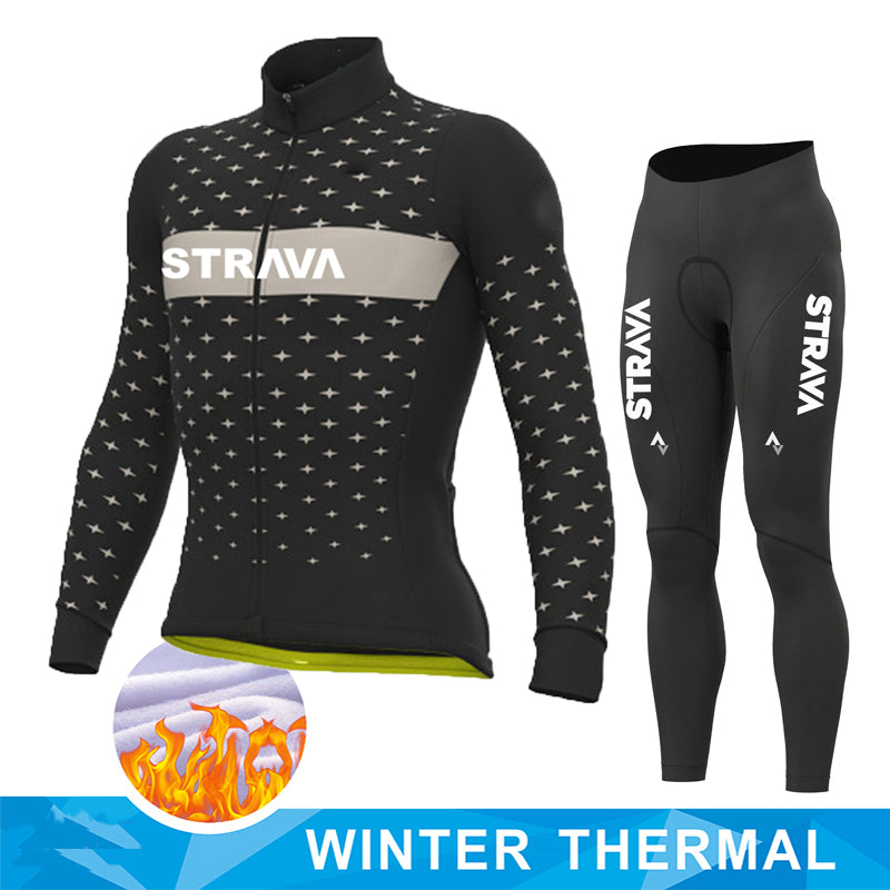 Thermal Full Sleeve Cycling Set - Autumn & Winter - Black / Pant Set / XS - Sport Finesse