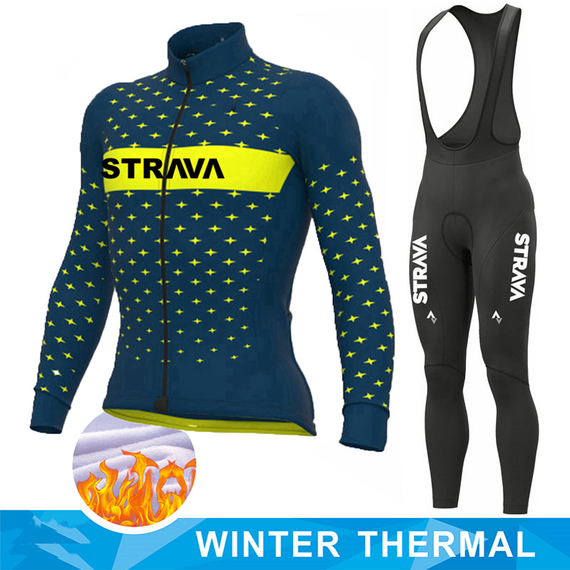 Thermal Full Sleeve Cycling Set - Autumn & Winter - Green / Black Bib Pant Set / XS - Sport Finesse