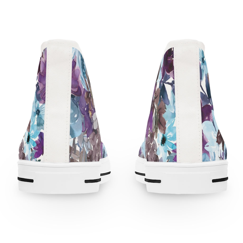 Blue Floral Women's High Top Sneakers - Sport Finesse