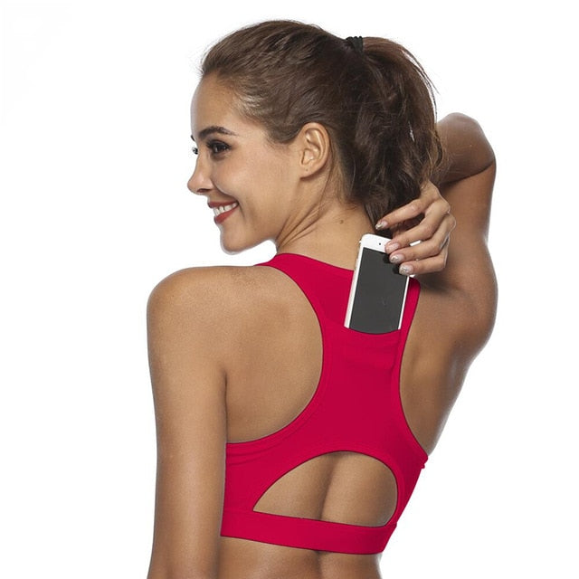Sports Bra With Phone Pocket - Red / XL - Sport Finesse