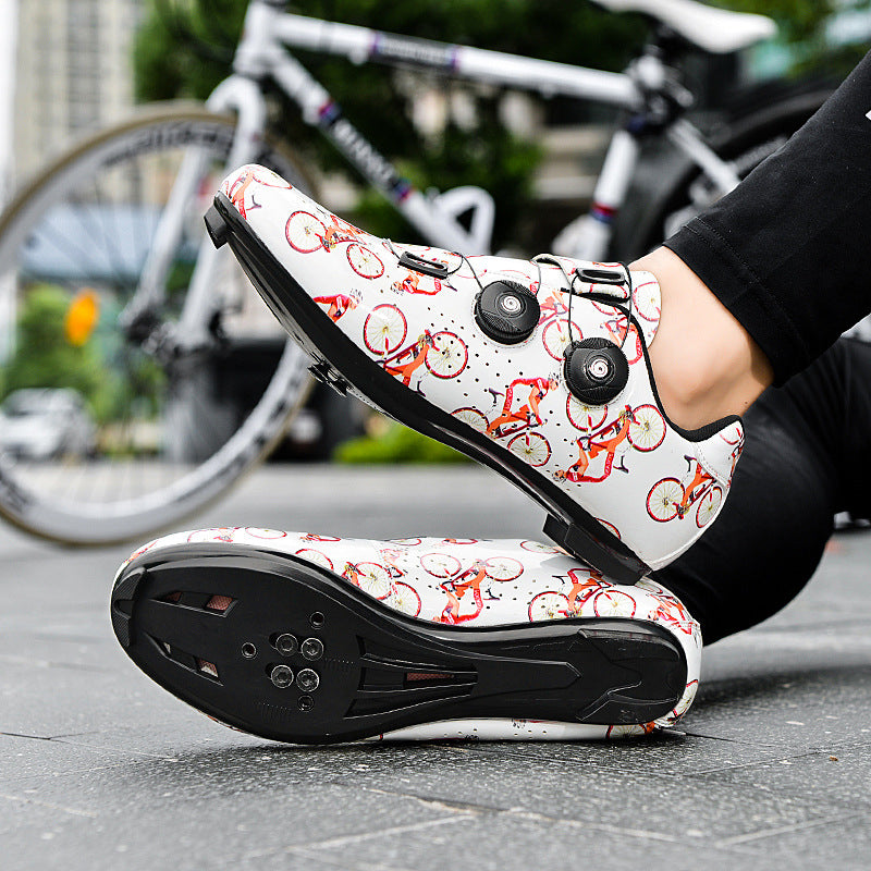 New Printed Cycling Professional Lock Shoes - Orange Road / 44 - Sport Finesse