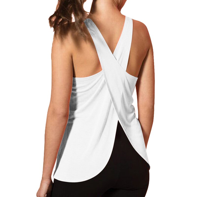 Quick Dry Cross Back Yoga Tank Tops - White / S - Sport Finesse