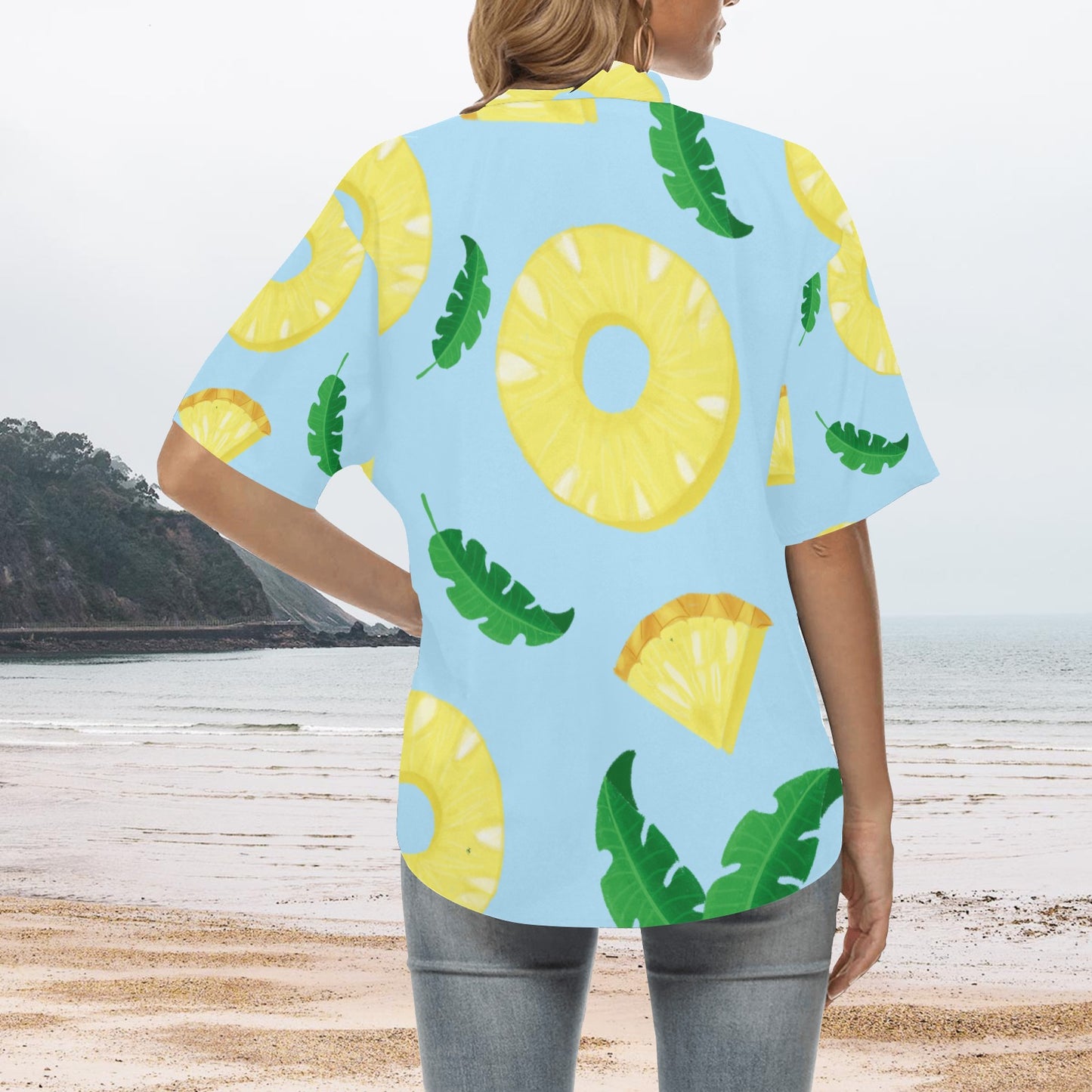 Tropical Pineapple Hawaiian Shirt for Women - Sport Finesse