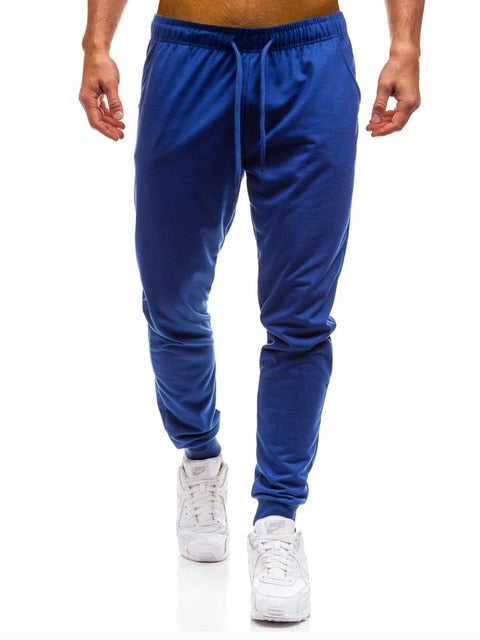 Elastic Waist Long Fitness Workout Sweatpants - Royal Blue / M - Sport Finesse