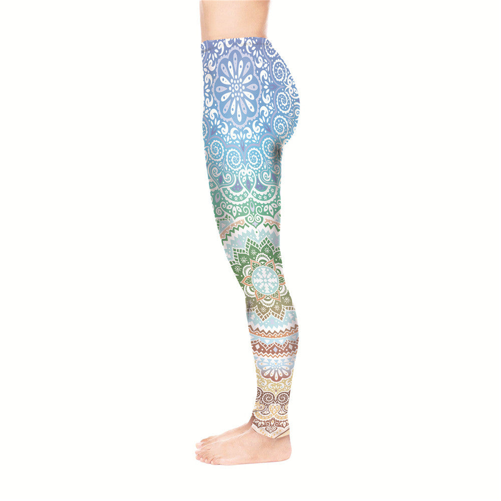 Mandala Flower Print Leggings - Sport Finesse
