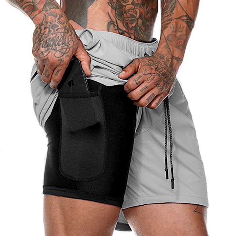 Running Shorts With Built-In Pocket Liner - Gray / M - Sport Finesse