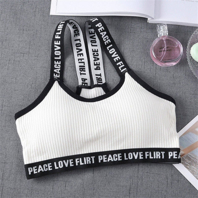 Cropped Cotton Letters Sports Bra - Sport Finesse