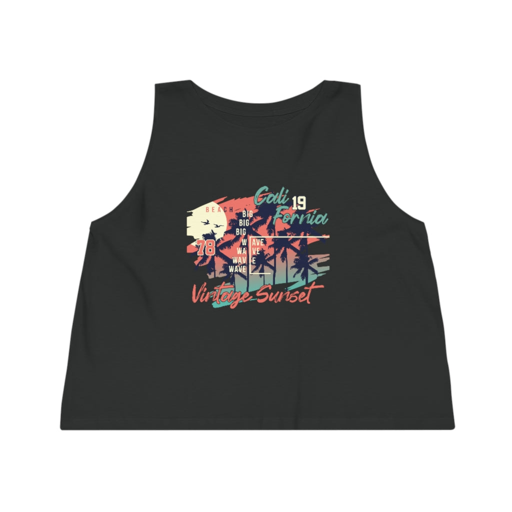 California Vintage Sunset Women's Cropped Tank Top - Sport Finesse