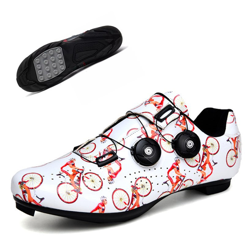 New Printed Cycling Professional Lock Shoes - Orange Rubber / 45 - Sport Finesse
