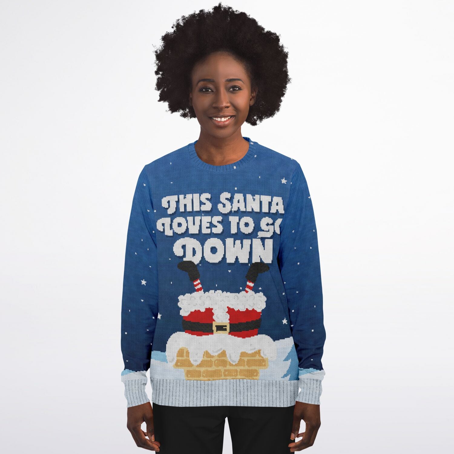 This Santa Loves To Go Down Ugly Sweater - Sport Finesse