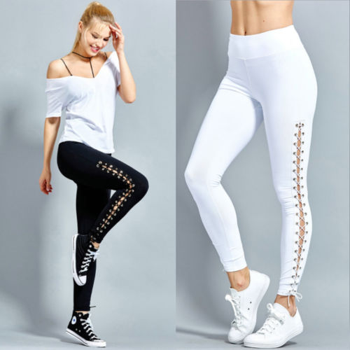 Lace Up High Waist Fitness Leggings - Sport Finesse