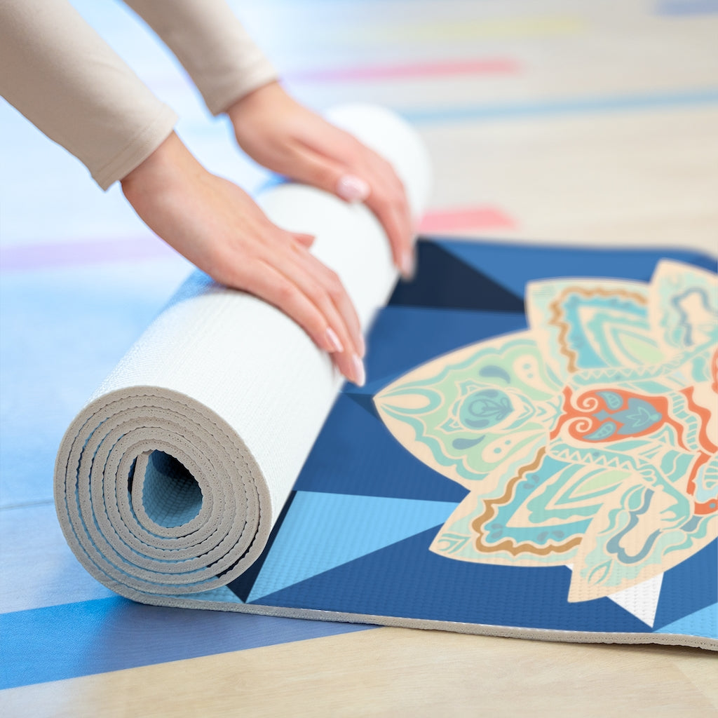 Blue Abstract Foam Yoga Mat - One size - Sport Finesse