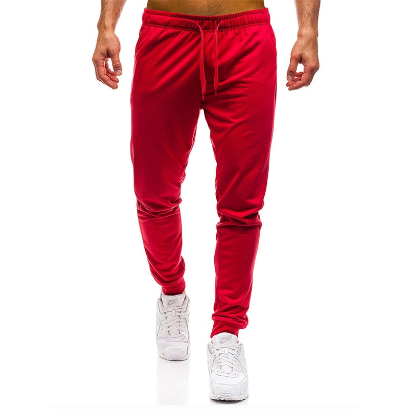 Elastic Waist Long Fitness Workout Sweatpants - Red / M - Sport Finesse