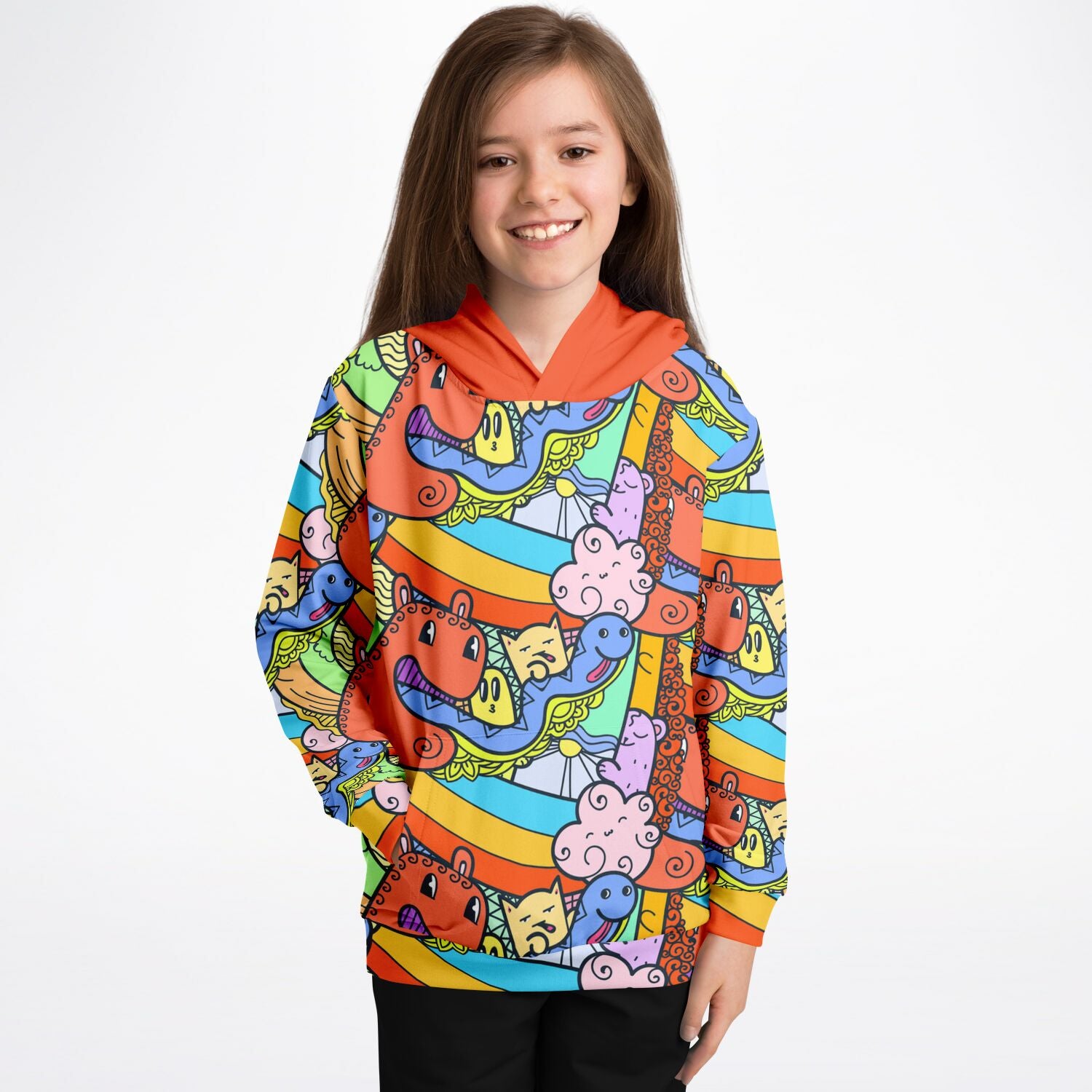 Naughty Rainbow Worm Doodle Hoodie for Kids - Sport Finesse