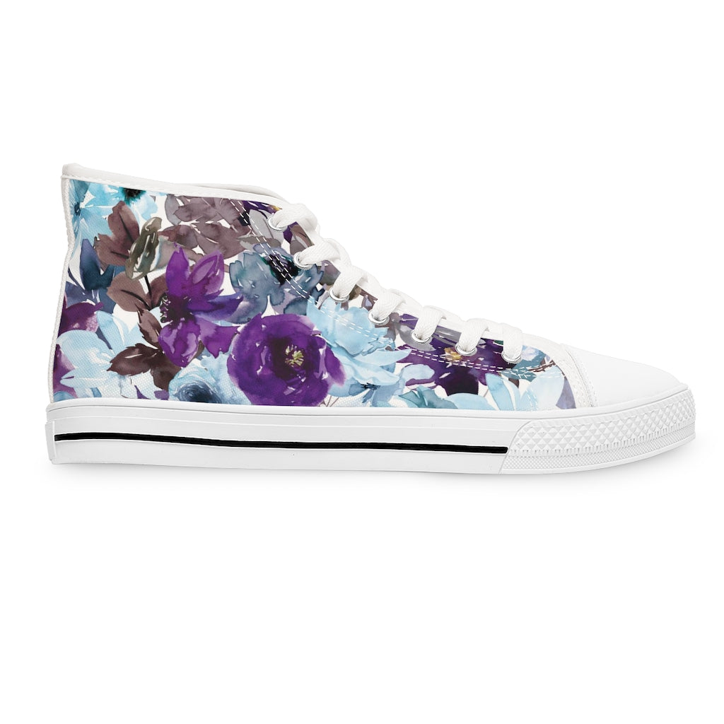 Blue Floral Women's High Top Sneakers - Sport Finesse
