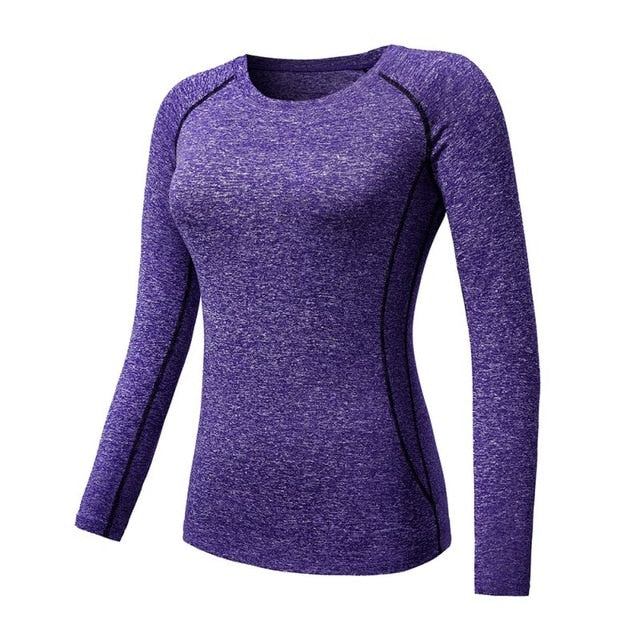 Long Sleeve Workout Running Top - Purple / S - Sport Finesse
